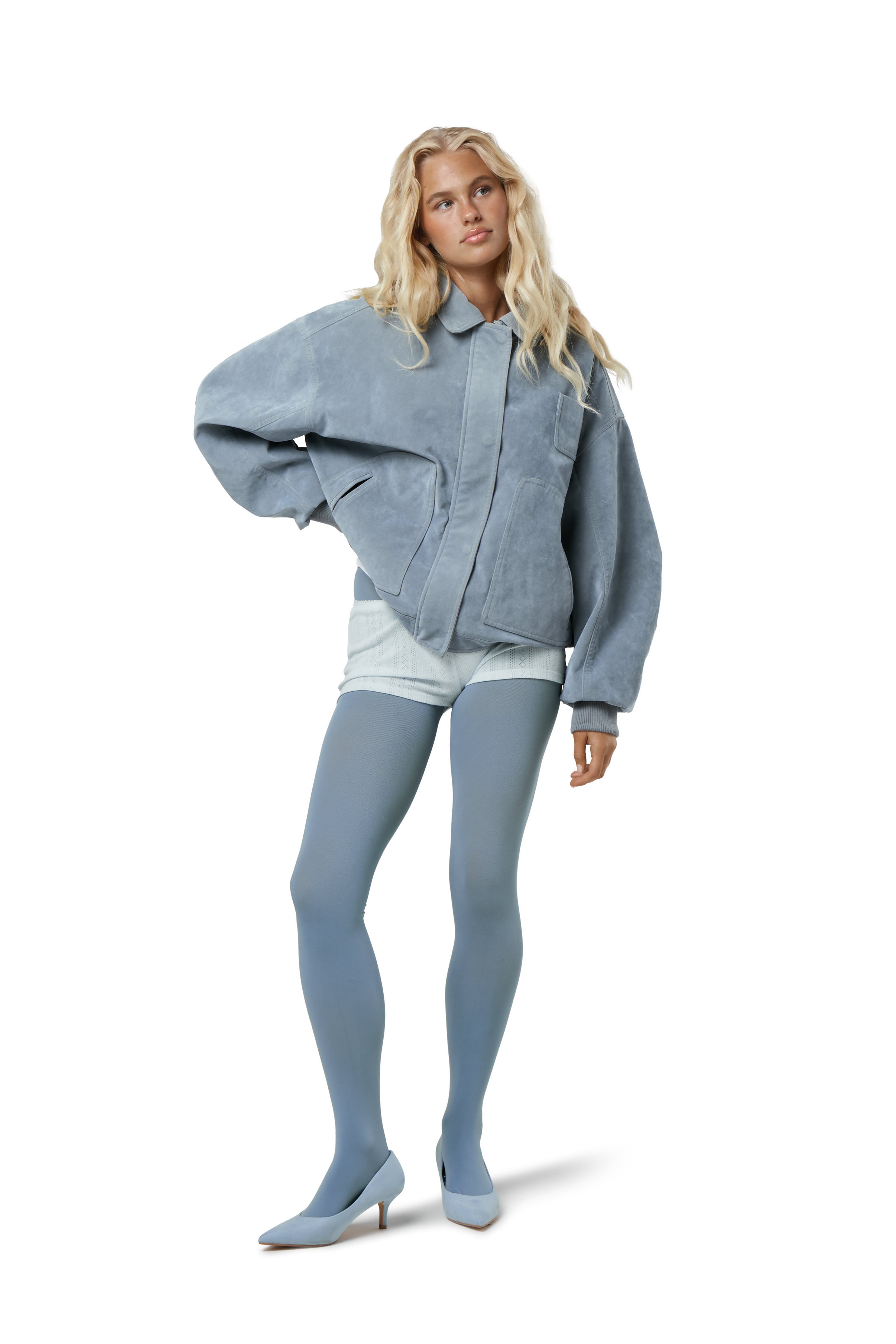 Martha Faux Suede Jacket in Blue