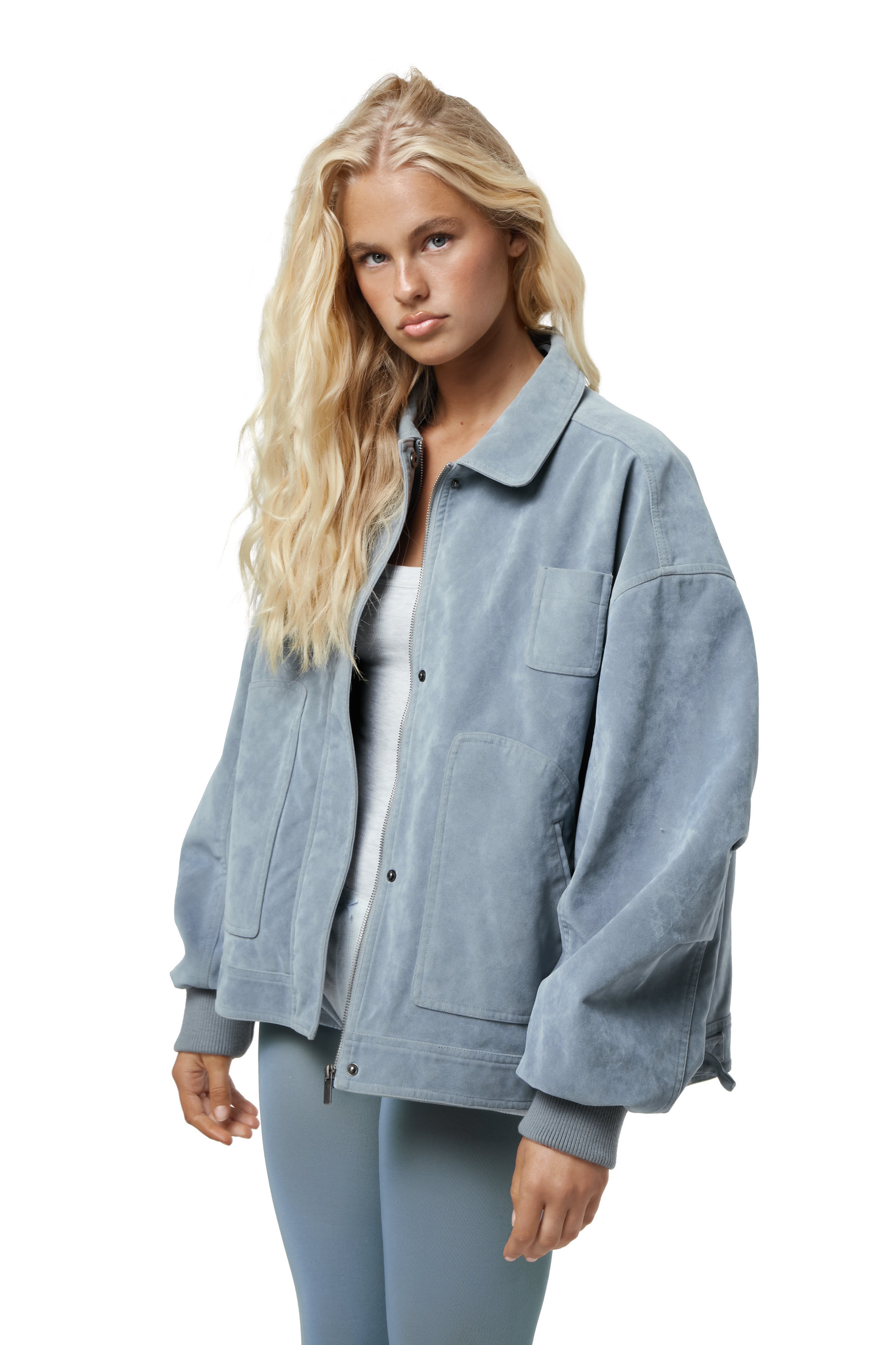 Martha Faux Suede Jacket in Blue