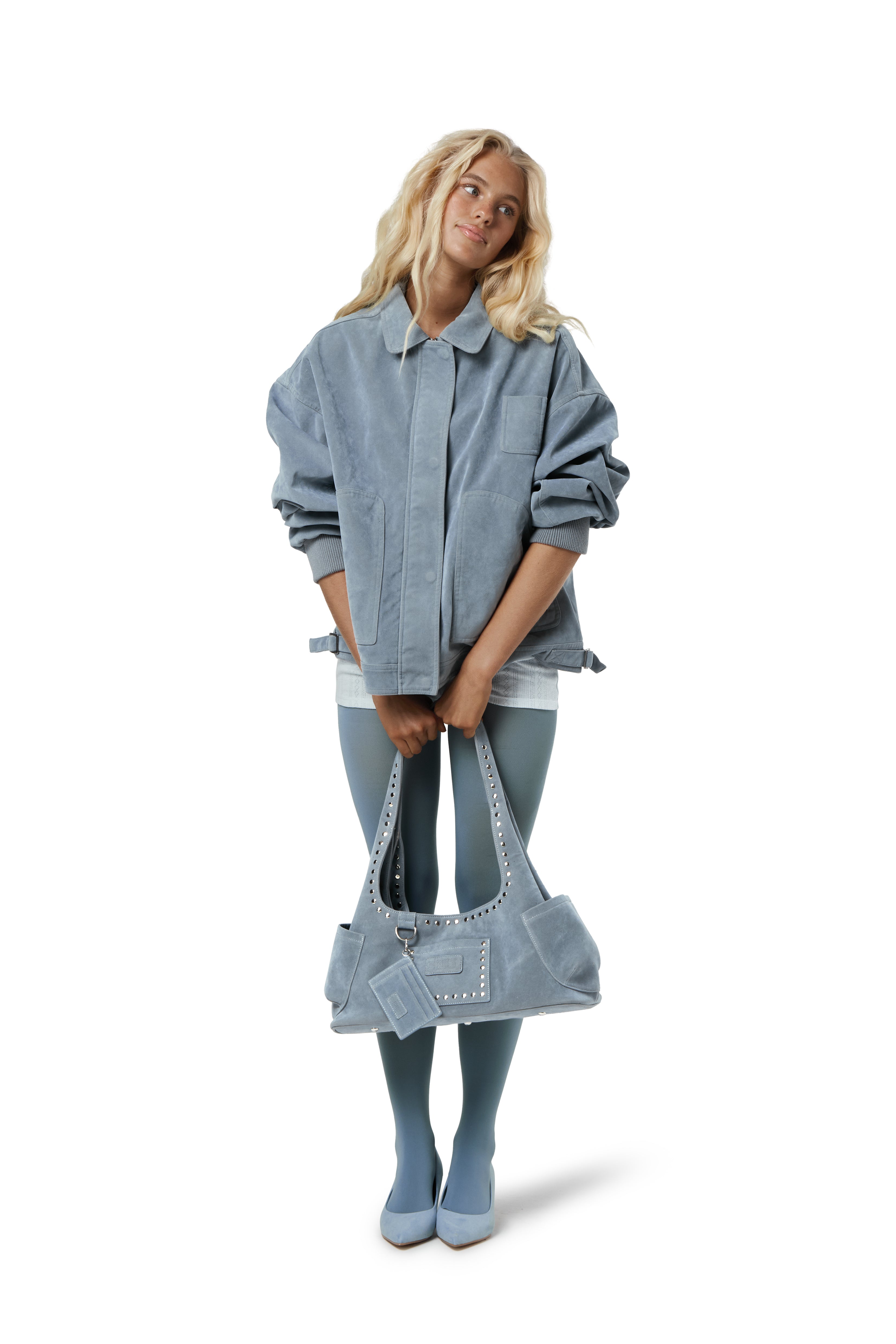 Martha Faux Suede Jacket in Blue