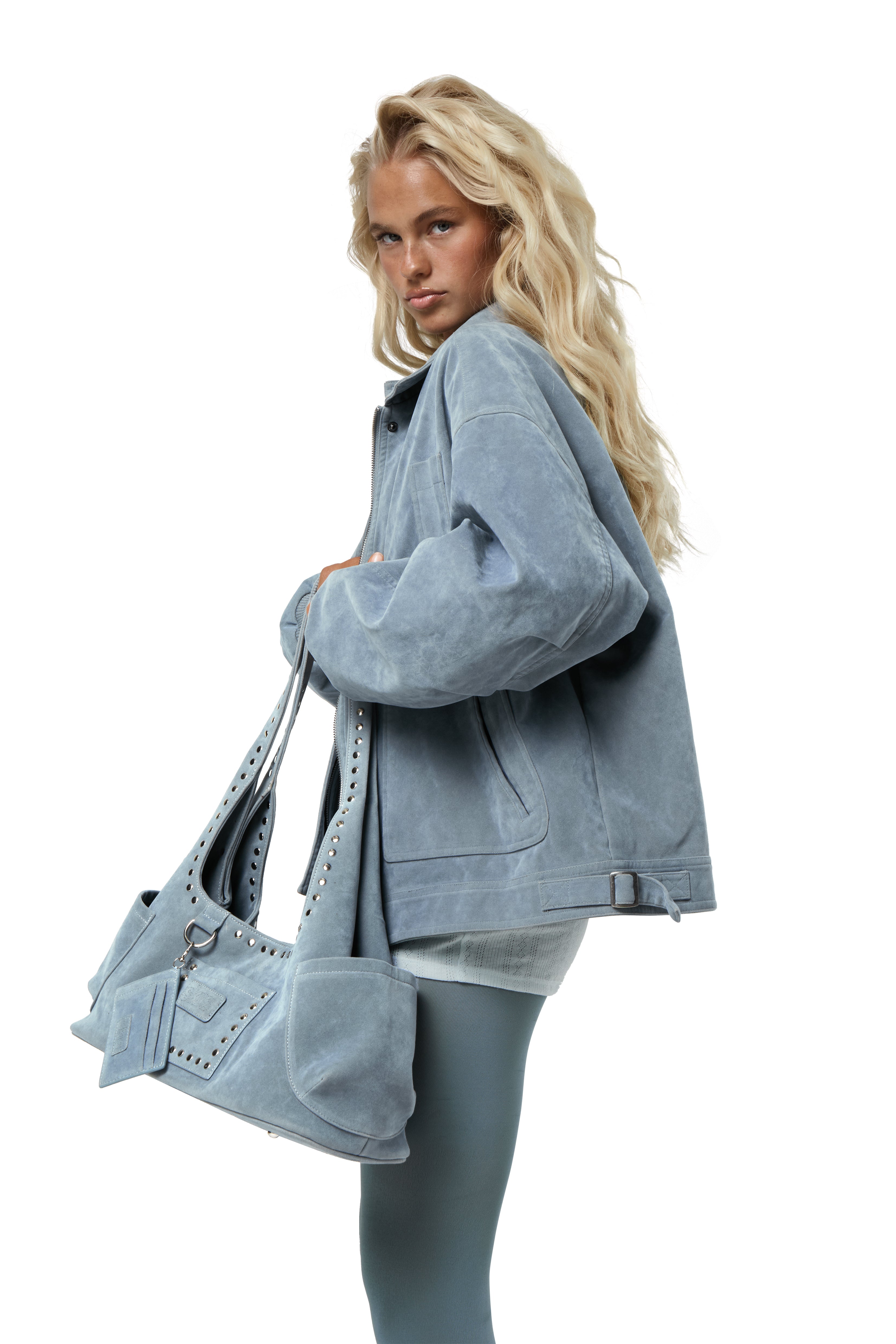 Martha Faux Suede Jacket in Blue
