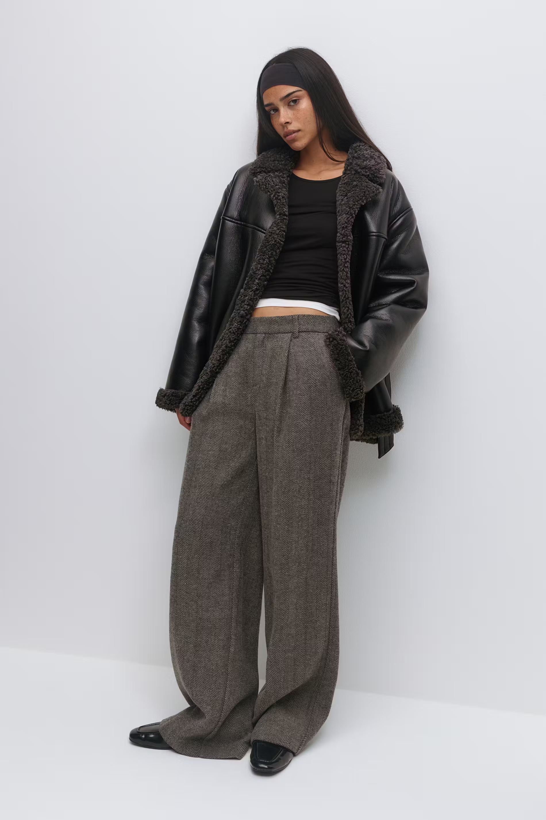 Teddy pu Belted Jacket