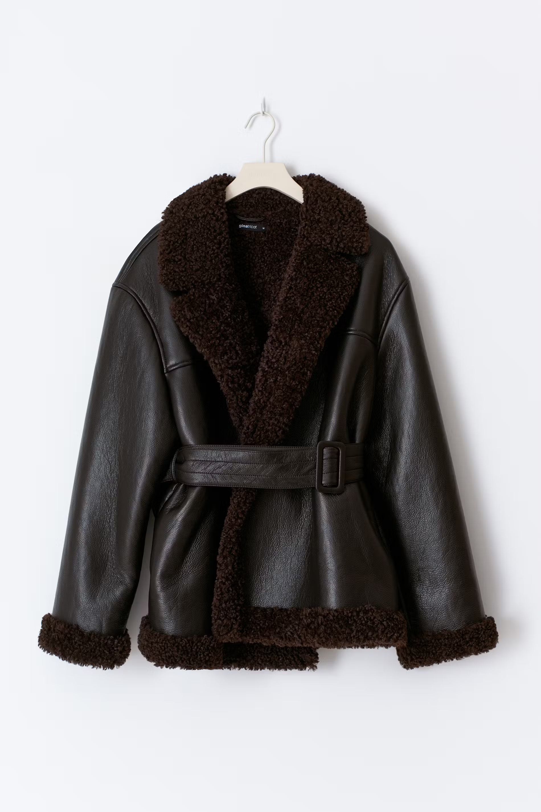 Teddy pu Belted Jacket