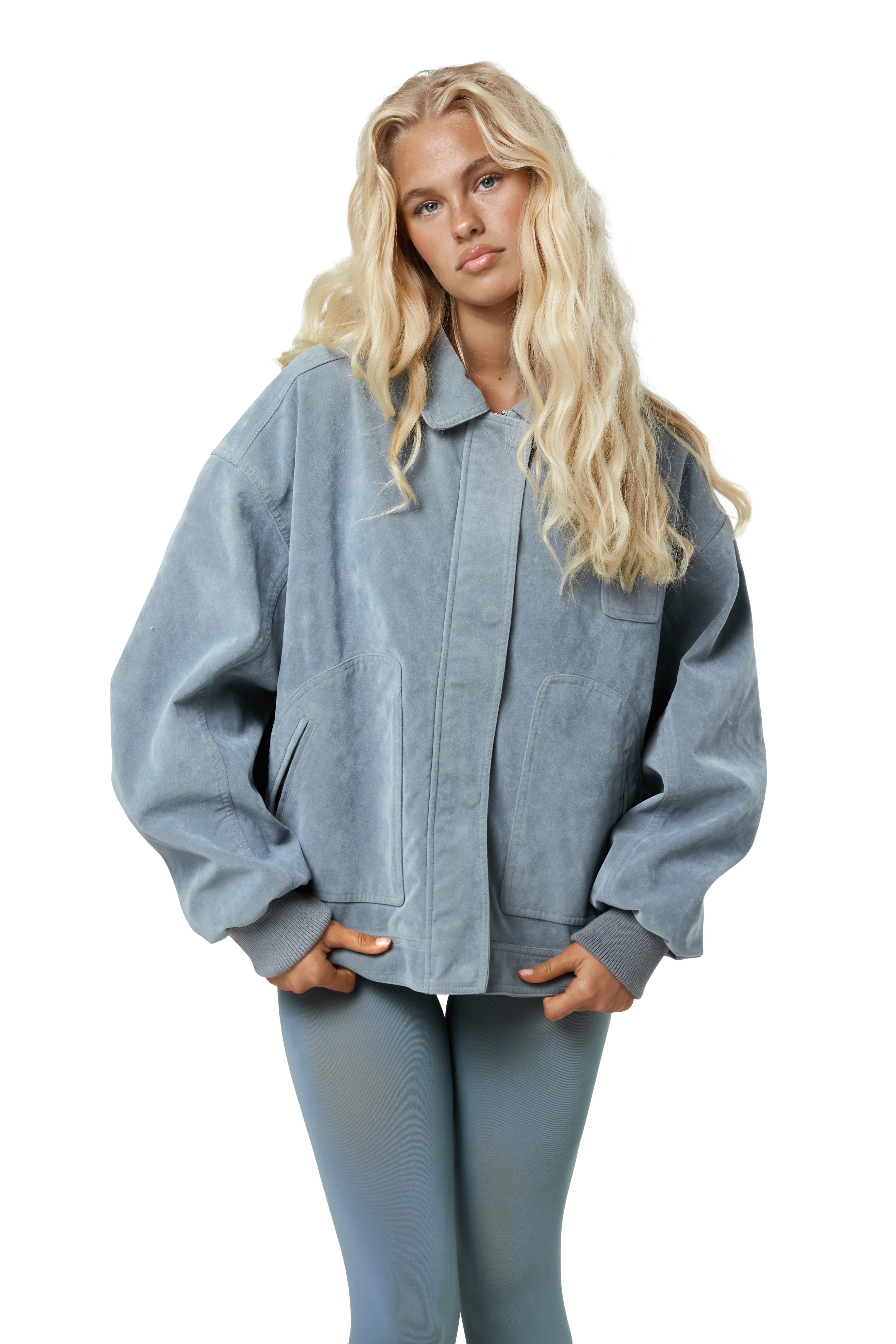 Martha Faux Suede Jacket in Blue