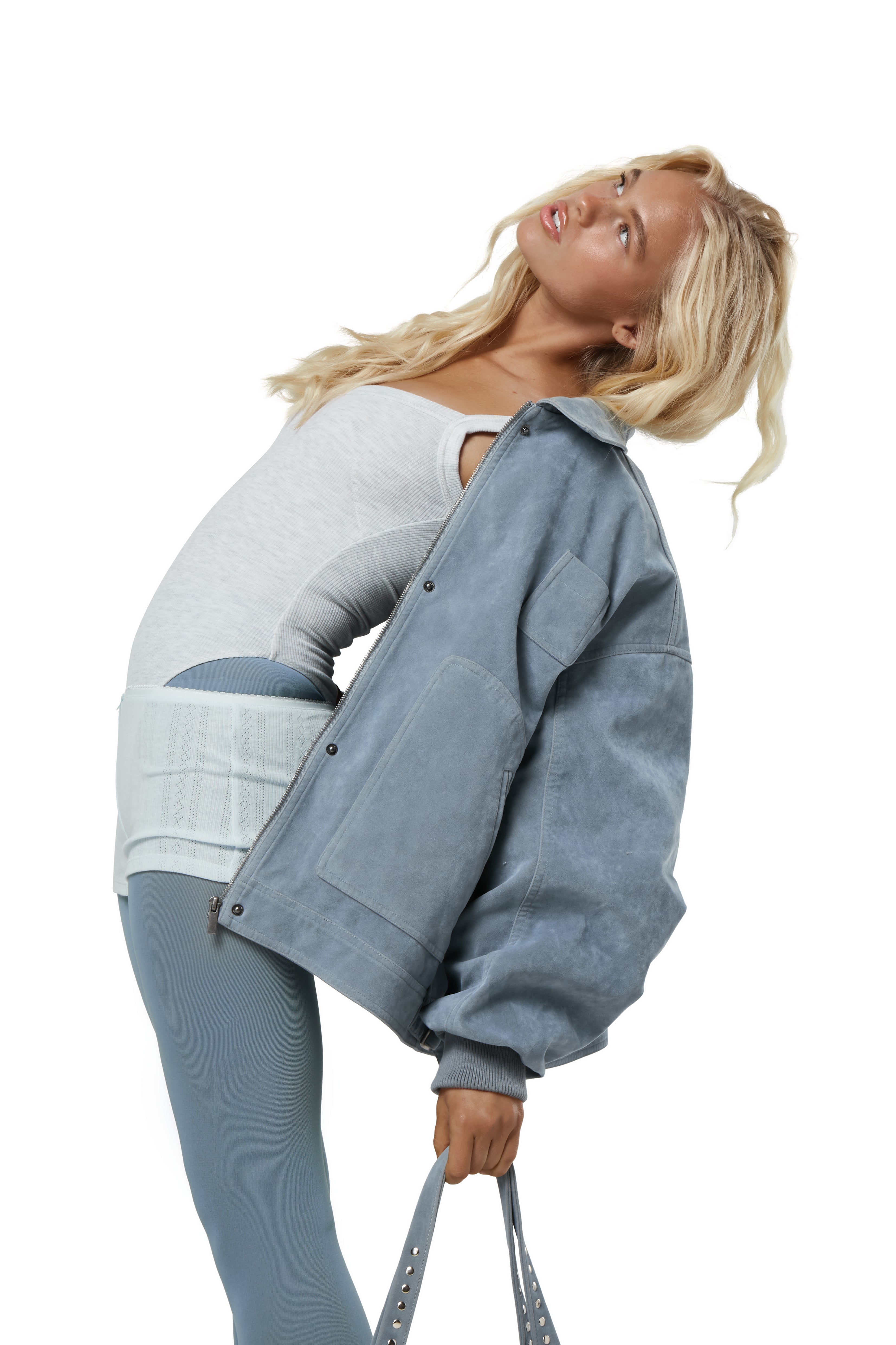 Martha Faux Suede Jacket in Blue