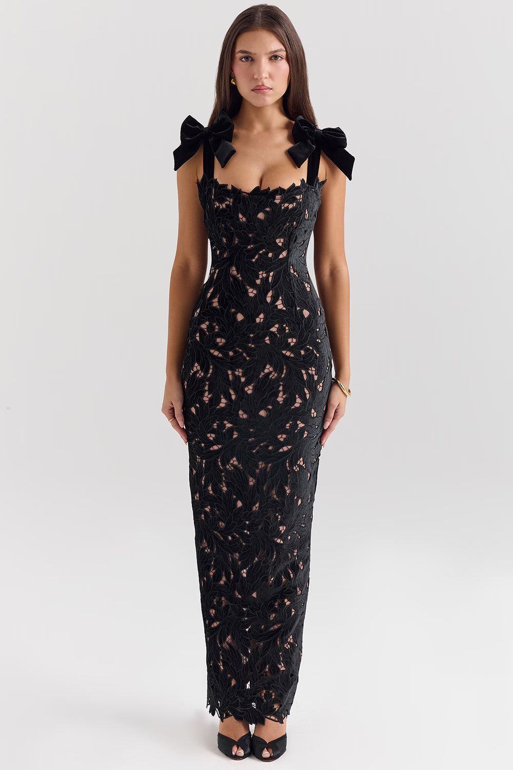 Tiff velvet lace maxi dress